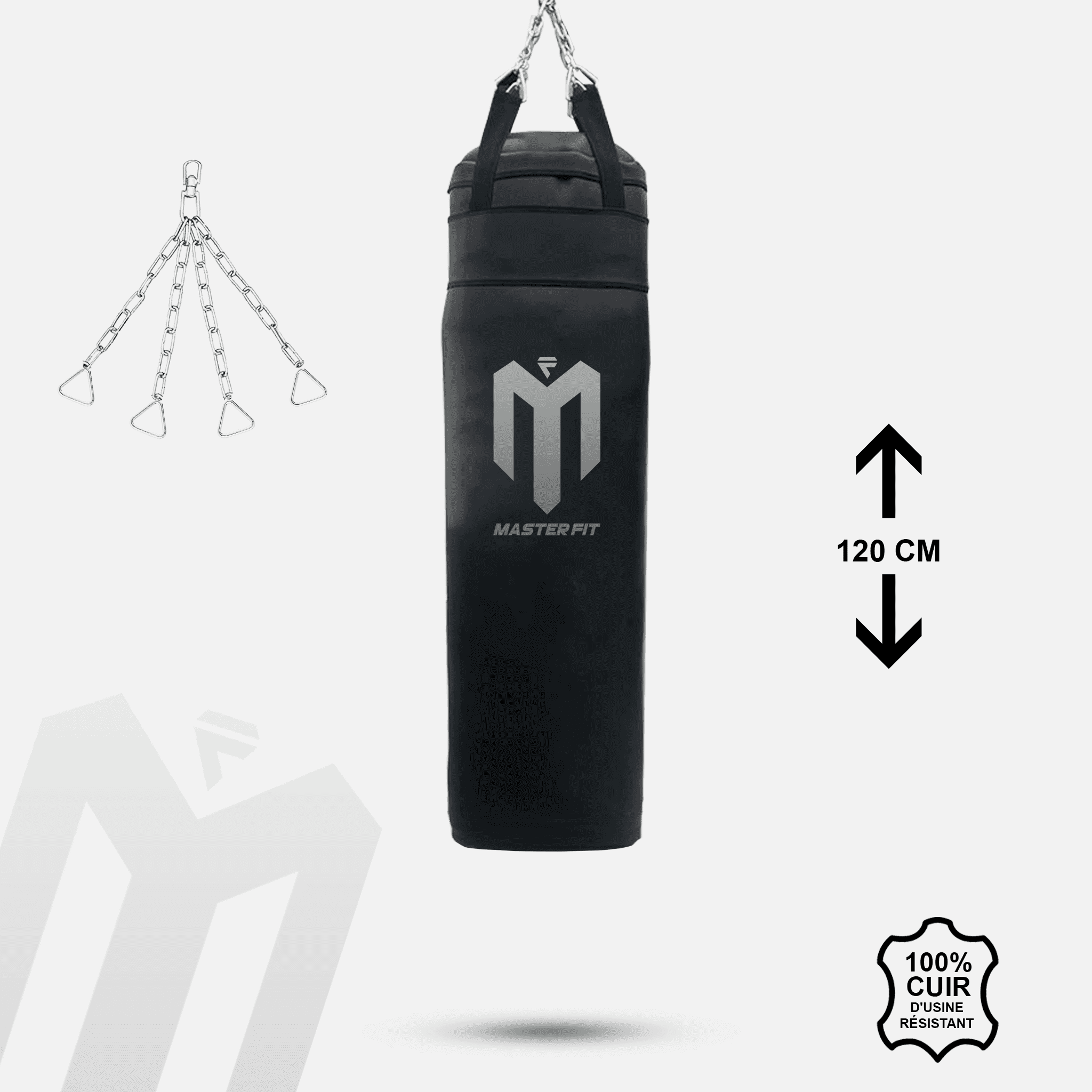 Masterfit Shop Sac de frappe Boxe Cuir 1.20M – masterfit